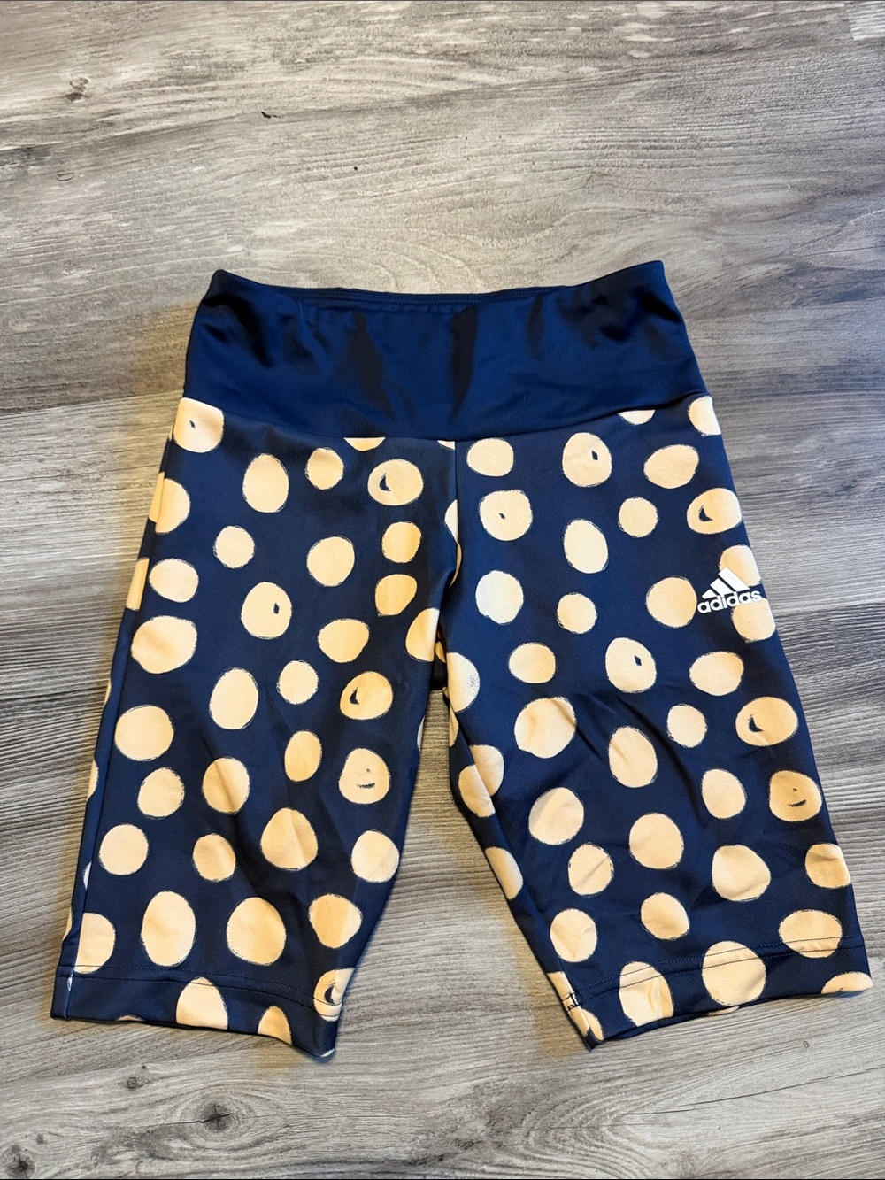 adidas Navy and Cream Polka Dot Biker Shorts